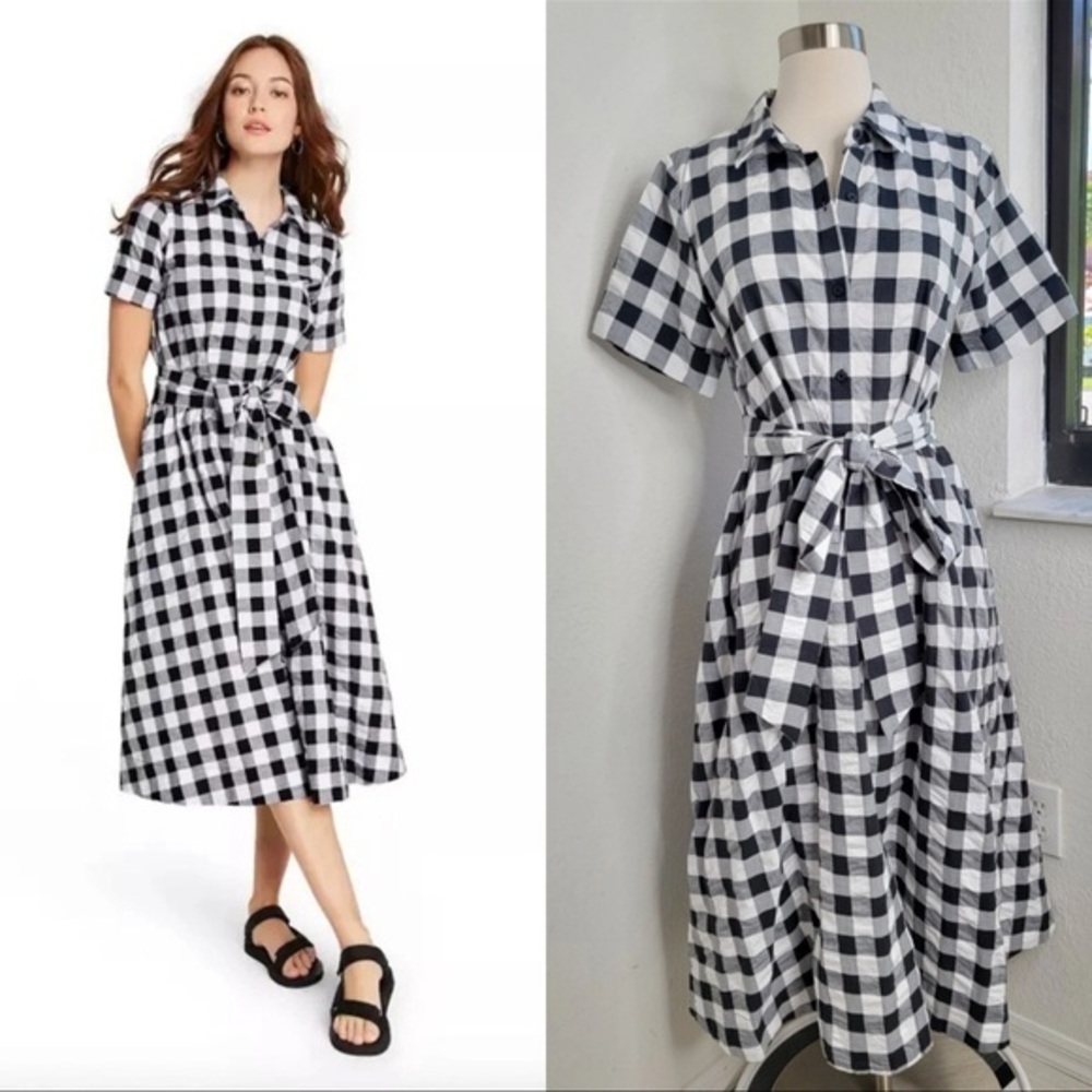LISA MARIE FERNANDEZ  Gingham Button-Front Shirtdress M.
